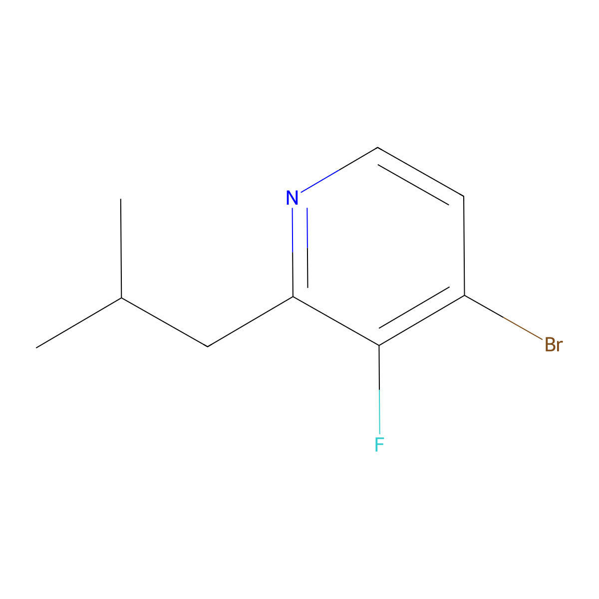 4-Bromo-3-fluoro-2-(iso-butyl)pyridine molecular structure, CAS 1643537-86-3