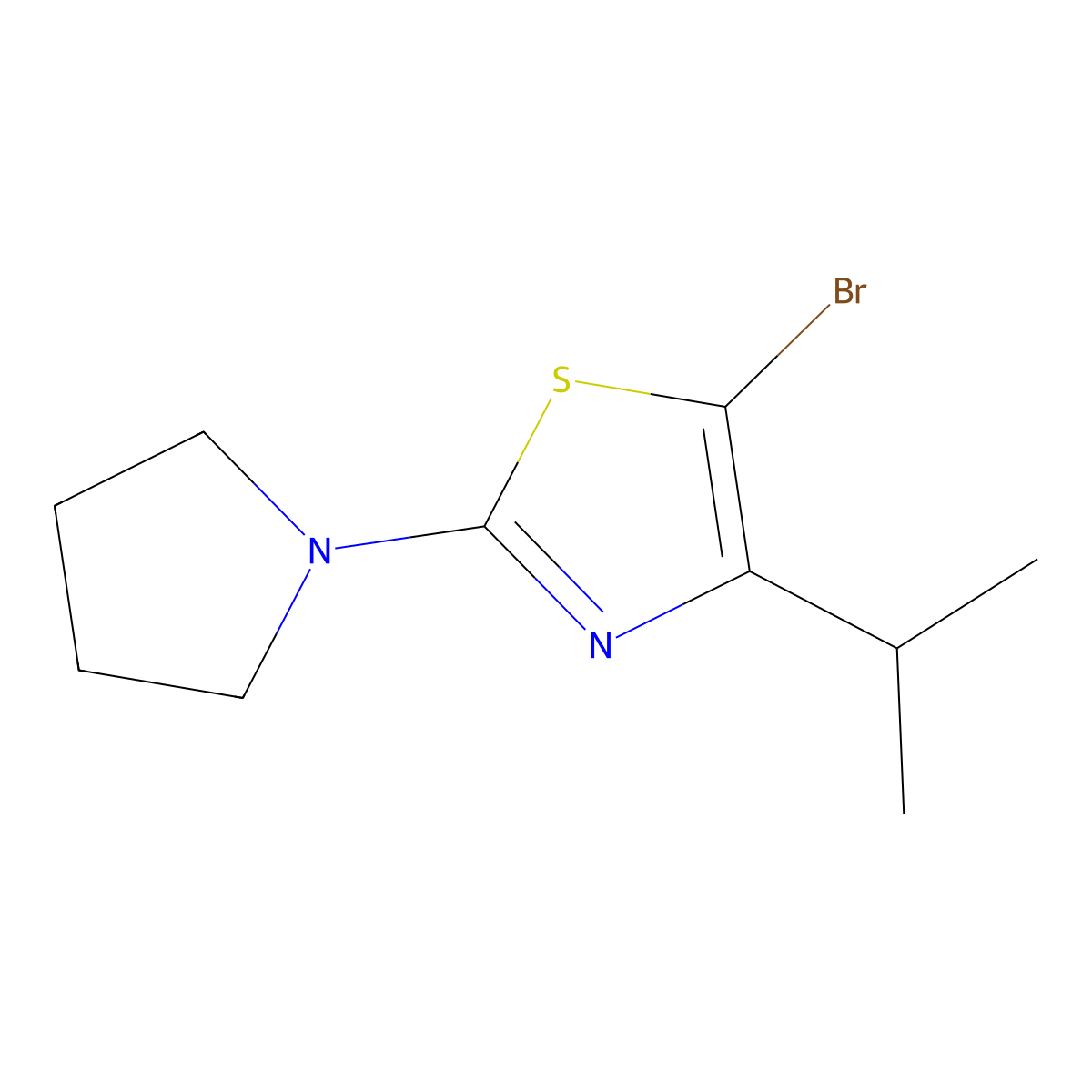 5-Bromo-4-(iso-propyl)-2-(pyrrolidino)thiazole molecular structure, CAS 1643538-25-3