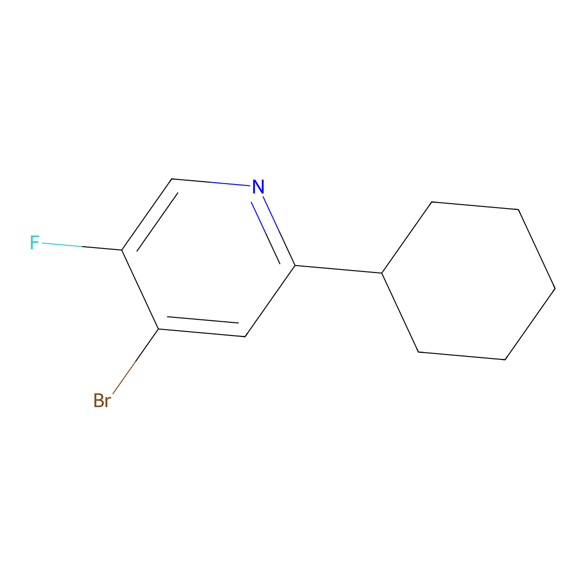 4-Bromo-2-cyclohexyl-5-fluoropyridine molecular structure, CAS 1643538-99-1