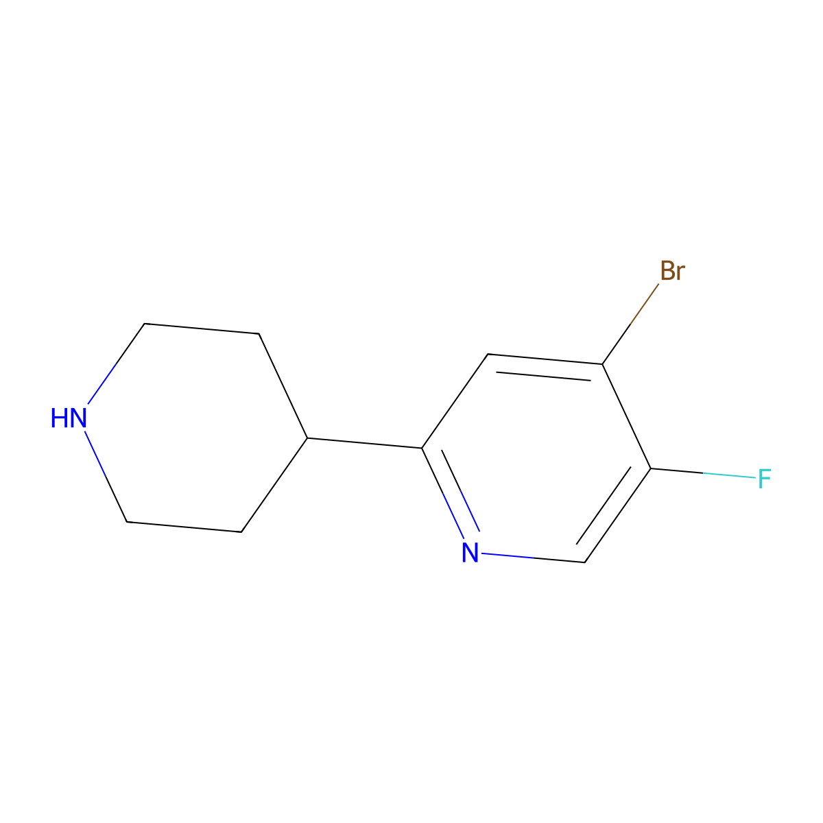 4-Bromo-2-(piperidin-4-yl)-5-fluoropyridine molecular structure, CAS 1643539-10-9