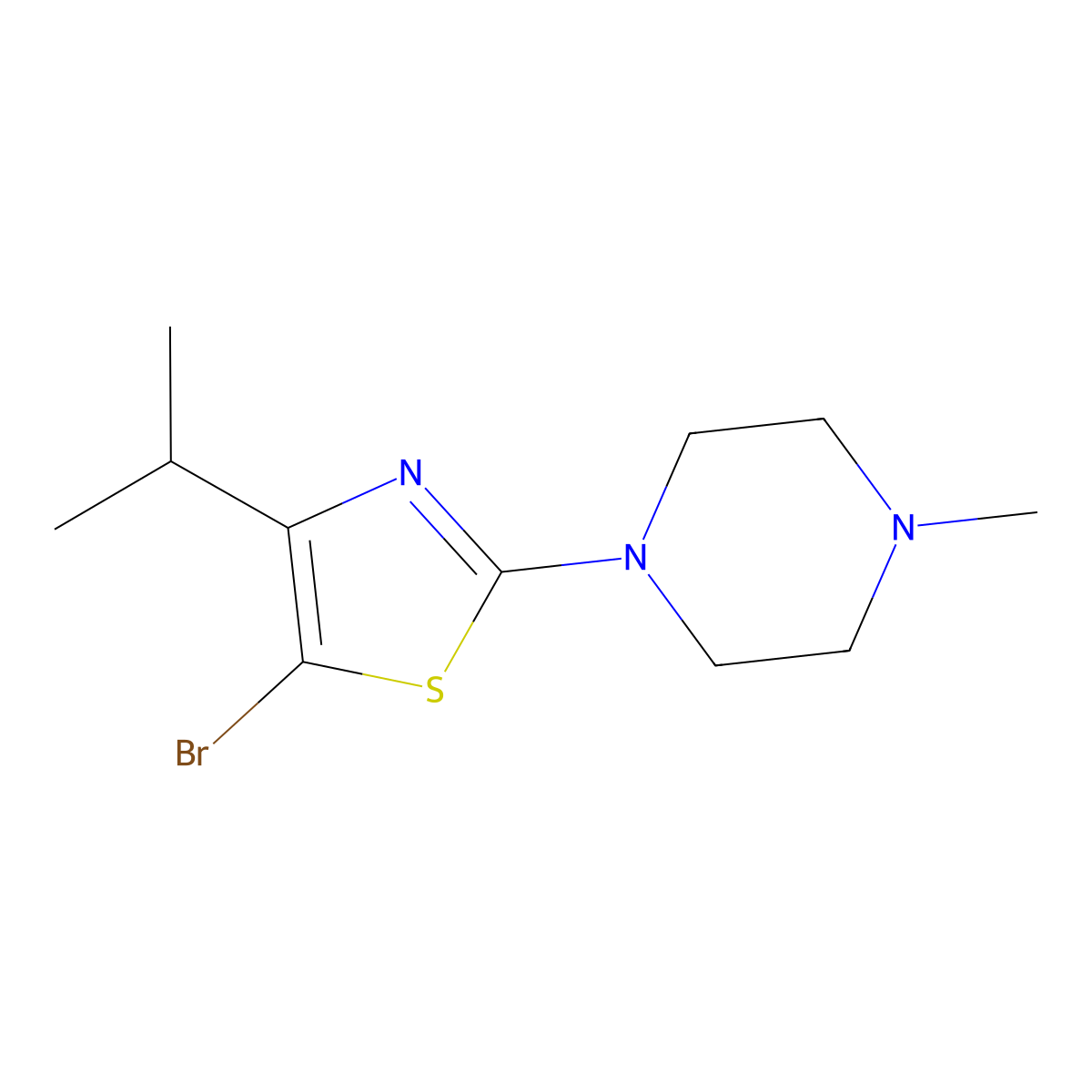 5-Bromo-4-(iso-propyl)-2-(N-methylpiperazin-1-yl)thiazole molecular structure, CAS 1643539-34-7