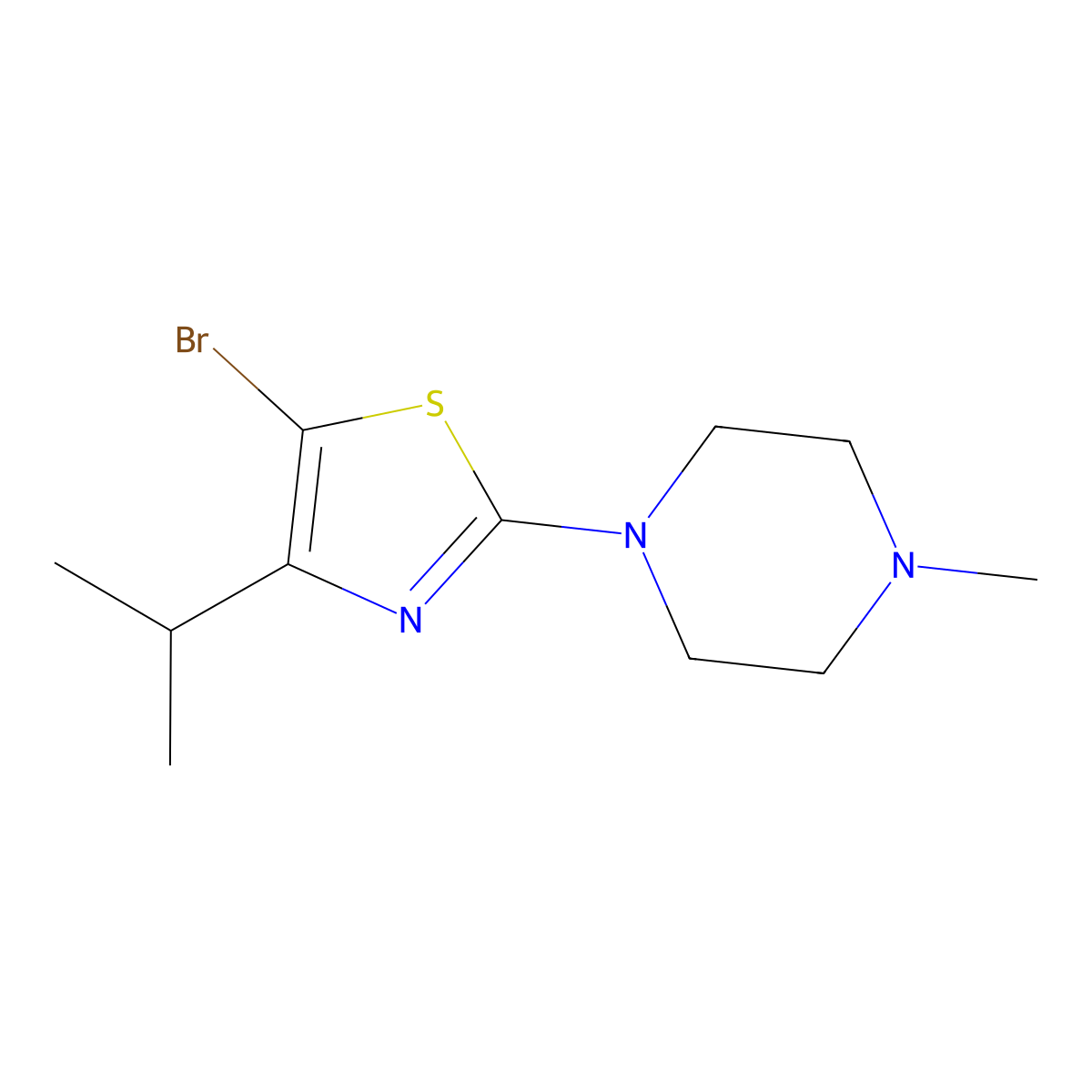 5-Bromo-4-(iso-propyl)-2-(N-methylpiperazin-1-yl)thiazole molecular structure, CAS 1643539-34-7