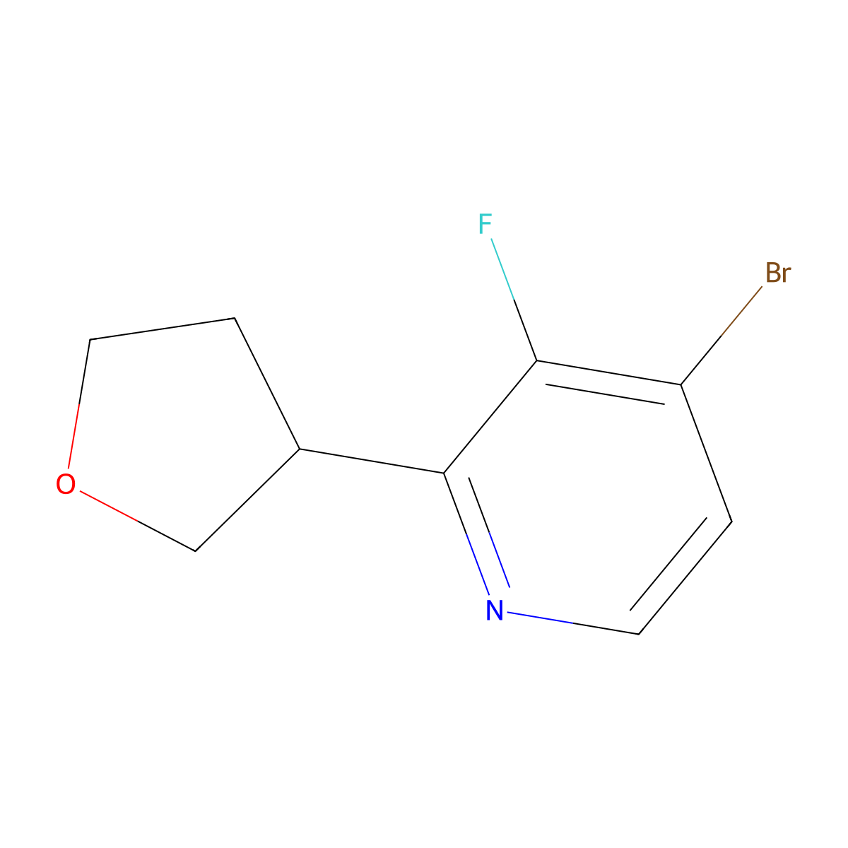 4-Bromo-3-fluoro-2-(oxolan-3-yl)pyridine molecular structure, CAS 1643541-98-3