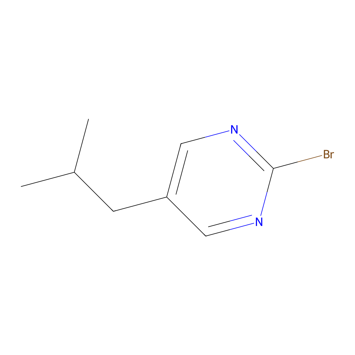2-Bromo-5-(iso-butyl)pyrimidine molecular structure, CAS 1643542-16-8