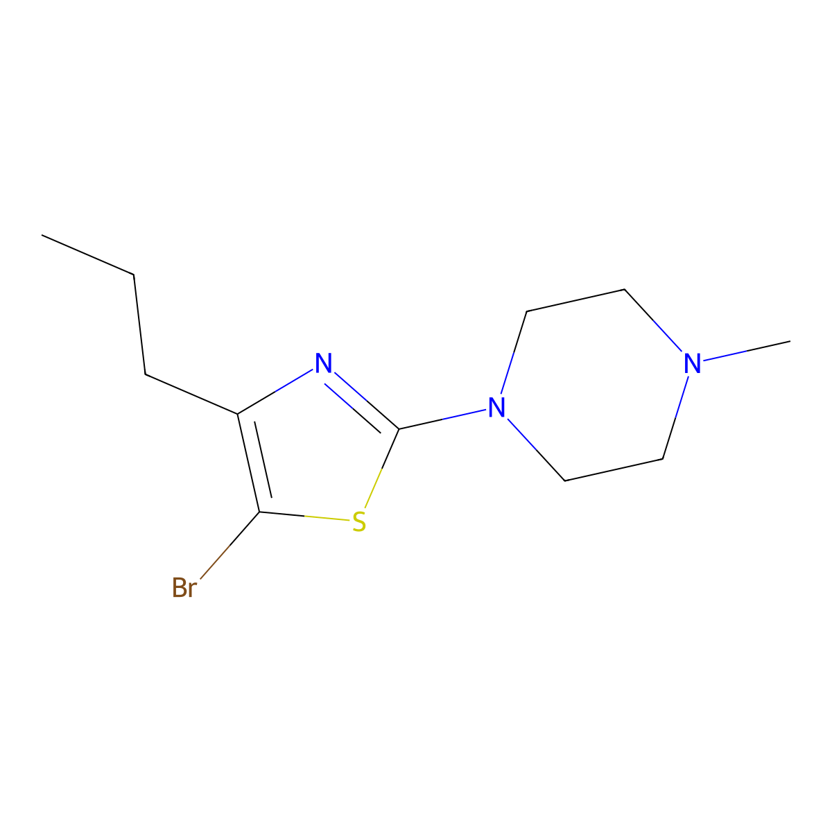 5-Bromo-4-(n-propyl)-2-(N-methylpiperazin-1-yl)thiazole molecular structure, CAS 1643542-29-3