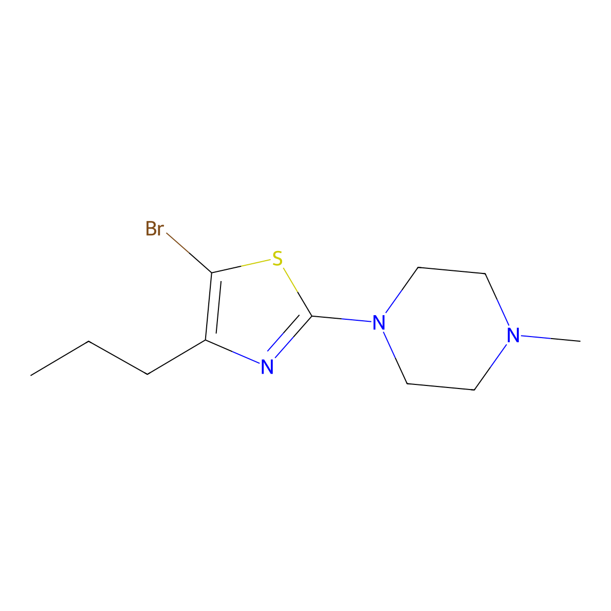 5-Bromo-4-(n-propyl)-2-(N-methylpiperazin-1-yl)thiazole molecular structure, CAS 1643542-29-3