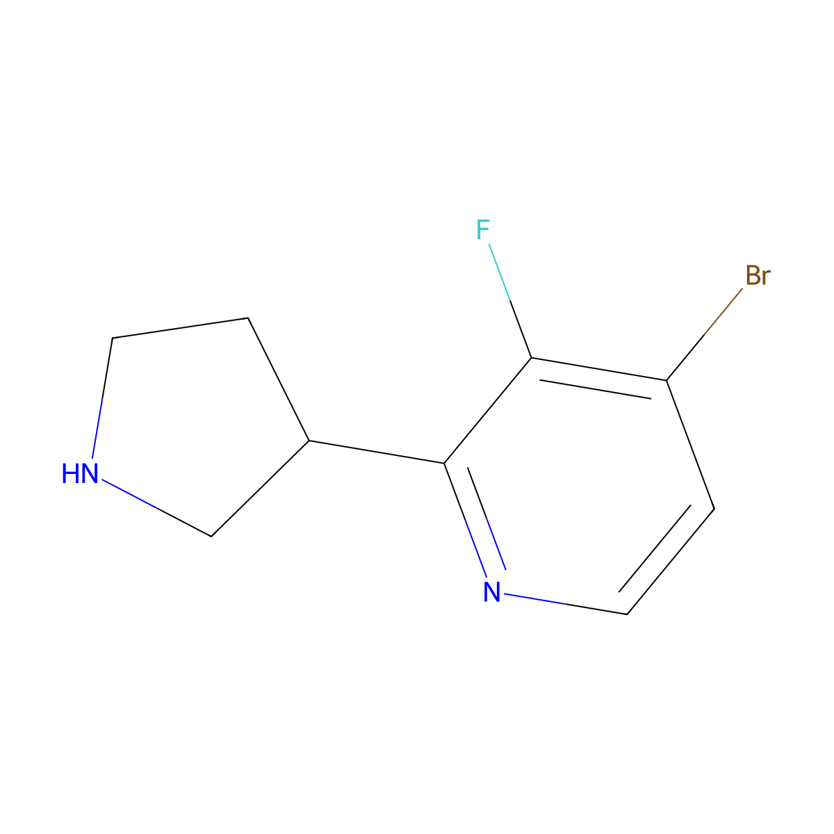 4-Bromo-3-fluoro-2-(pyrrolidin-3-yl)pyridine molecular structure, CAS 1643543-76-3