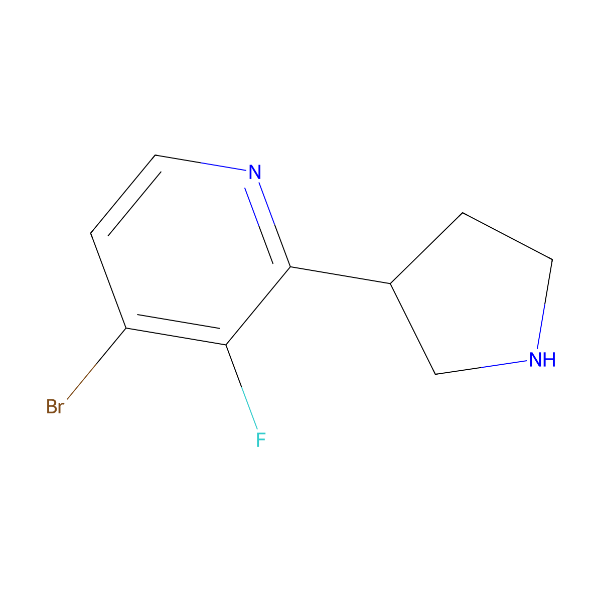 4-Bromo-3-fluoro-2-(pyrrolidin-3-yl)pyridine molecular structure, CAS 1643543-76-3
