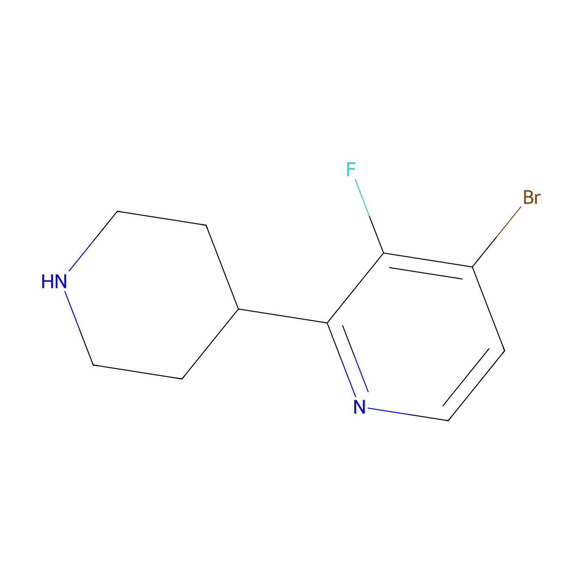 4-Bromo-3-fluoro-2-(piperidin-4-yl)pyridine molecular structure, CAS 1643564-37-7