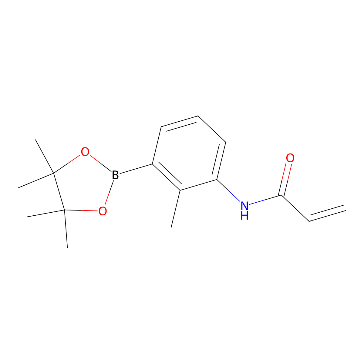 N-(2-Methyl-3-(4,4,5,5-tetramethyl-1,3,2-dioxaborolan-2-yl)phenyl)acrylamide molecular structure, CAS 1643571-85-0