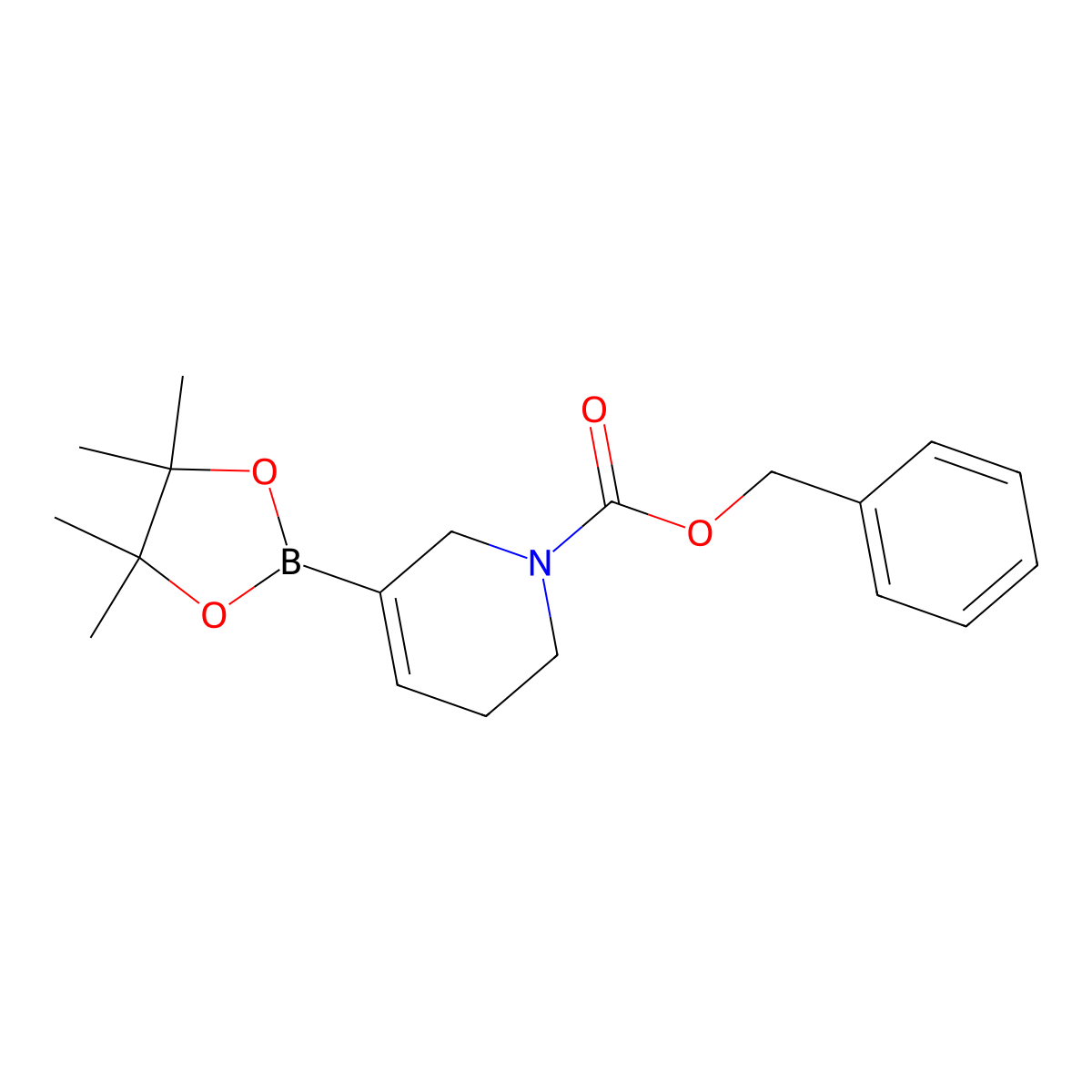 Benzyl 5-(4,4,5,5-tetramethyl-1,3,2-dioxaborolan-2-yl)-1,2,3,6-tetrahydropyridine-1-carboxylate molecular structure, CAS 1643573-74-3