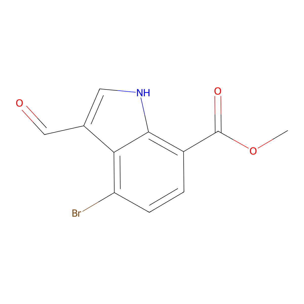 methyl 4-bromo-3-formyl-1H-indole-7-carboxylate molecular structure, CAS 1643573-87-8