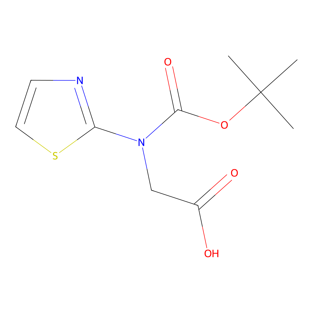 2-{[(Tert-butoxy)carbonyl](1,3-thiazol-2-yl)amino}acetic acid molecular structure, CAS 1643574-97-3