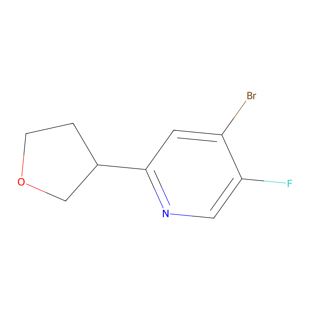 4-Bromo-2-(oxolan-3-yl)-5-fluoropyridine molecular structure, CAS 1643575-97-6