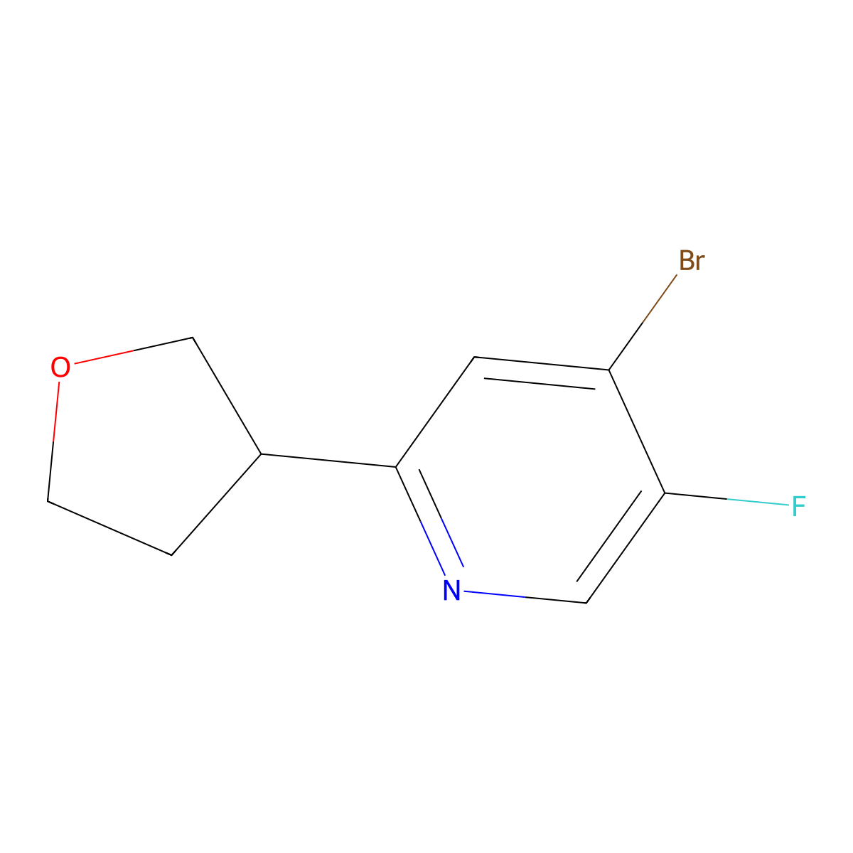 4-Bromo-2-(oxolan-3-yl)-5-fluoropyridine molecular structure, CAS 1643575-97-6