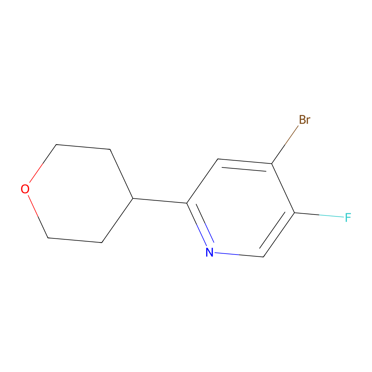 4-Bromo-2-(oxan-4-yl)-5-fluoropyridine molecular structure, CAS 1643576-19-5
