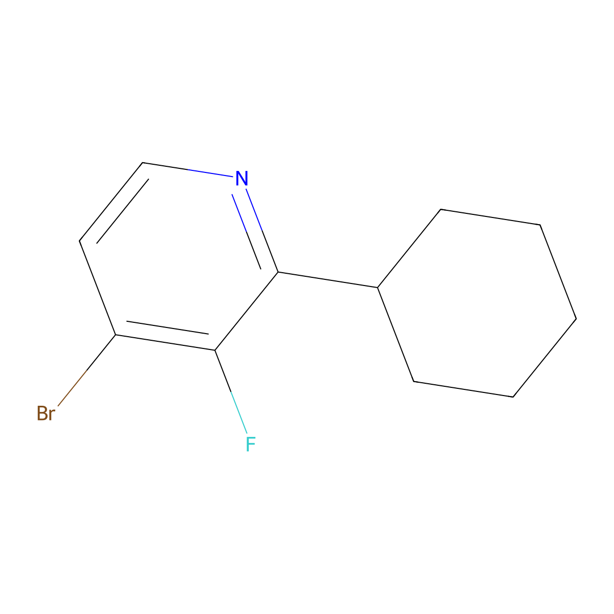 4-Bromo-3-fluoro-2-cyclohexylpyridine molecular structure, CAS 1643576-34-4