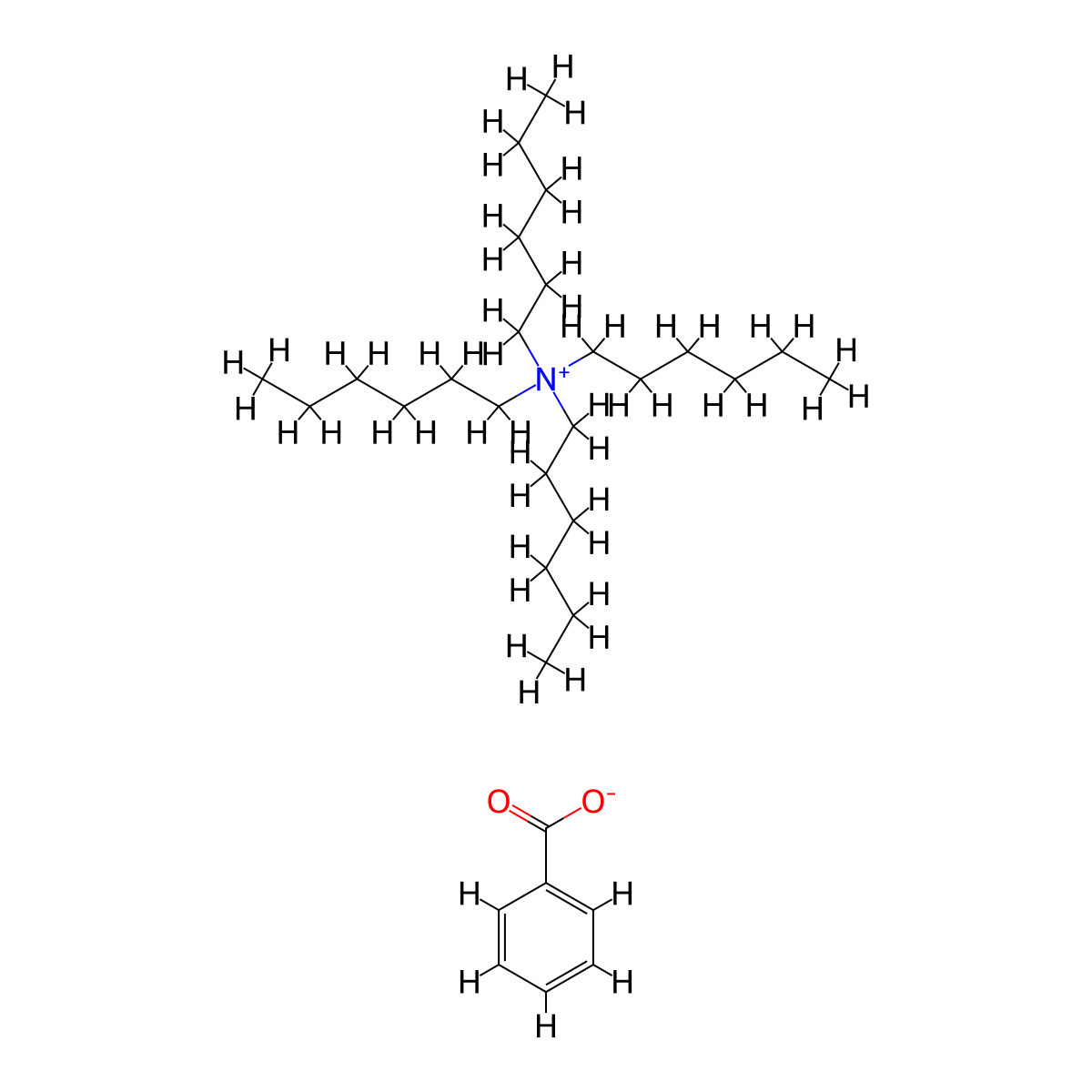 1-Hexanaminium, N,N,N-trihexyl-, benzoate (1:1) molecular structure, CAS 16436-29-6
