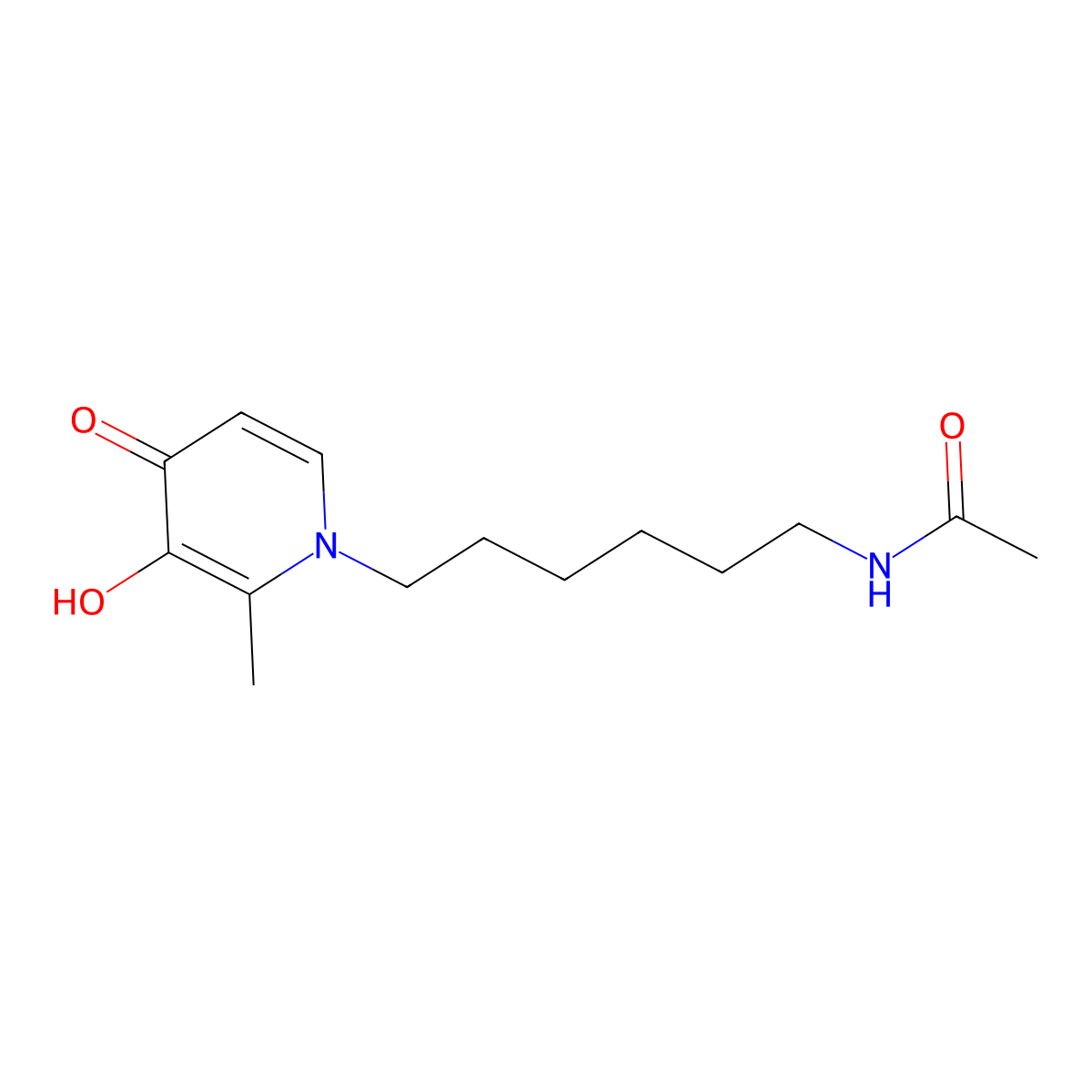 1-(N-acetyl-6-aminohexyl)-3-hydroxy-2-methylpyridin-4-one molecular structure, CAS 1643659-63-5