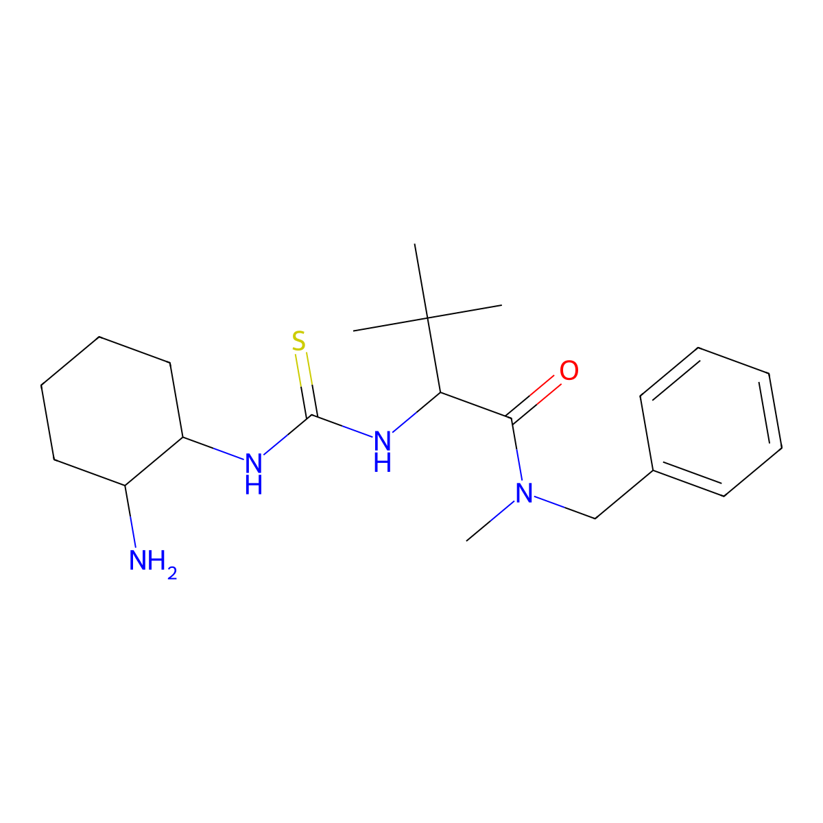 (R)-2-(3-((1S,2S)-2-Aminocyclohexyl)thioureido)-N-benzyl-N,3,3-trimethylbutanamide molecular structure, CAS 1643699-22-2
