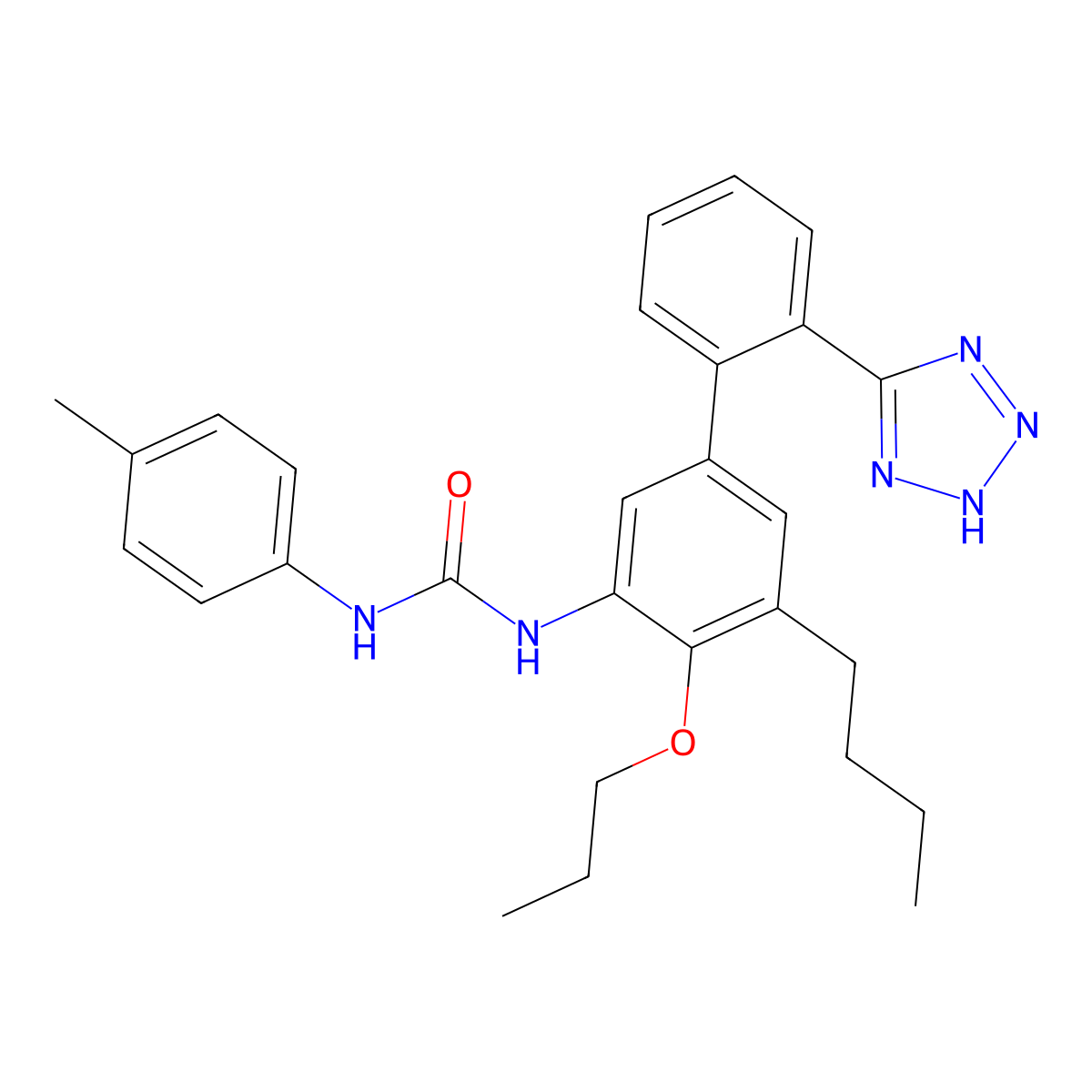 1-(5-butyl-4-propoxy-2'-(1H-tetrazol-5-yl)-[1,1'-biphenyl]-3-yl)-3-(p-tolyl)urea molecular structure, CAS 1643779-07-0
