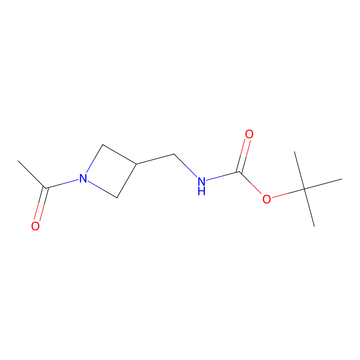 Tert-butyl (1-acetylazetidin-3-yl)methylcarbamate molecular structure, CAS 1643806-29-4