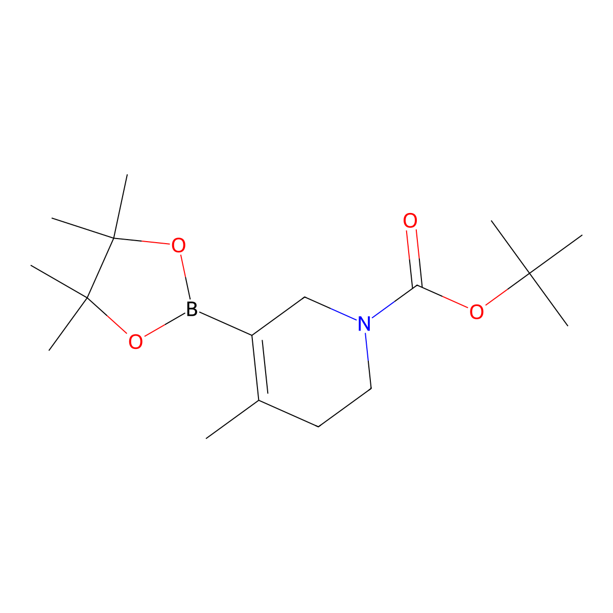 Tert-butyl 4-methyl-5-(4,4,5,5-tetramethyl-1,3,2-dioxaborolan-2-yl)-1,2,3,6-tetrahydropyridine-1-carboxylate molecular structure, CAS 1643806-59-0