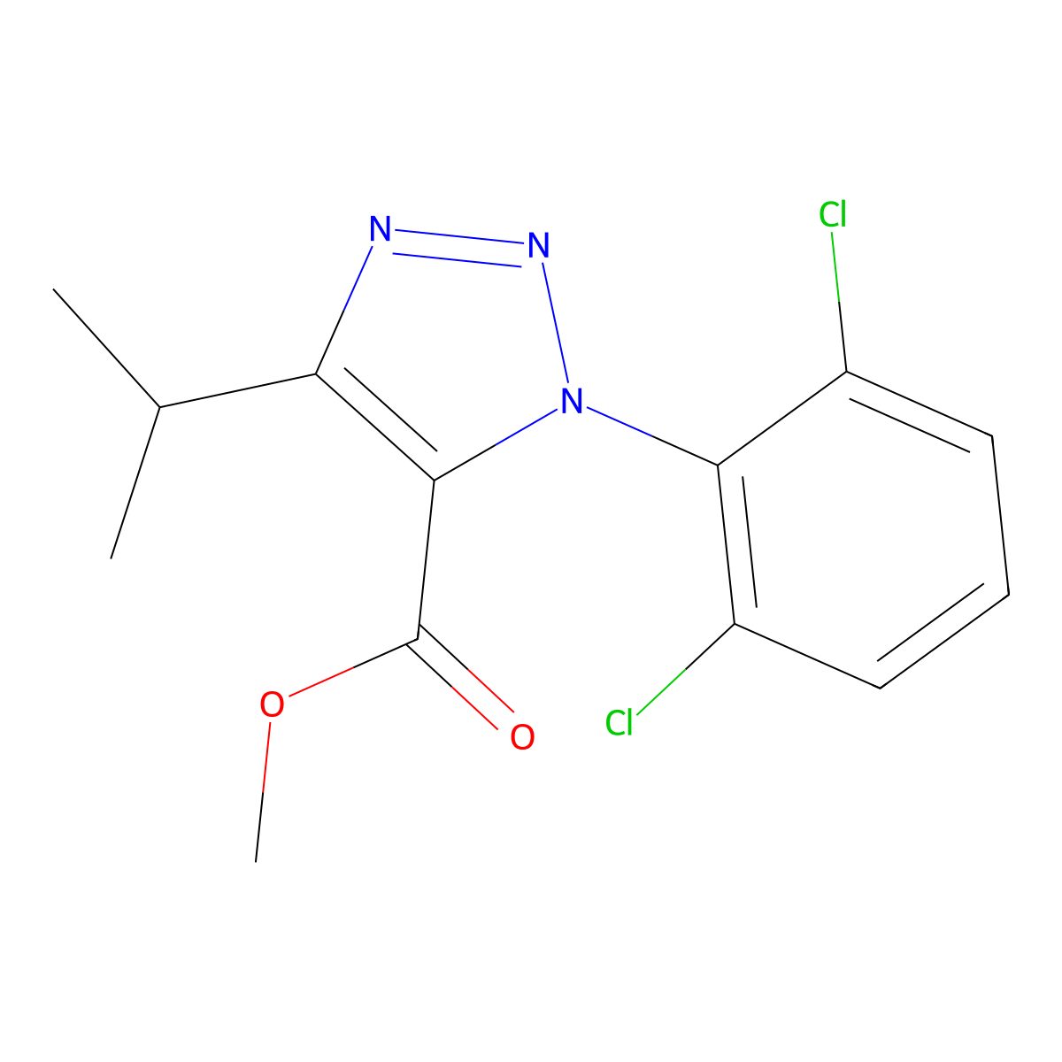 1H-1,2,3-Triazole-5-carboxylic acid, 1-(2,6-dichlorophenyl)-4-(1-methylethyl)-, methyl ester molecular structure, CAS 1643862-37-6