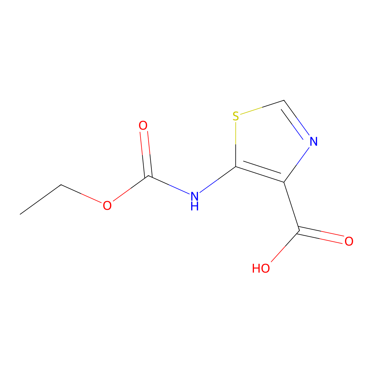 5-[(Ethoxycarbonyl)amino]-1,3-thiazole-4-carboxylic acid molecular structure, CAS 1643872-48-3