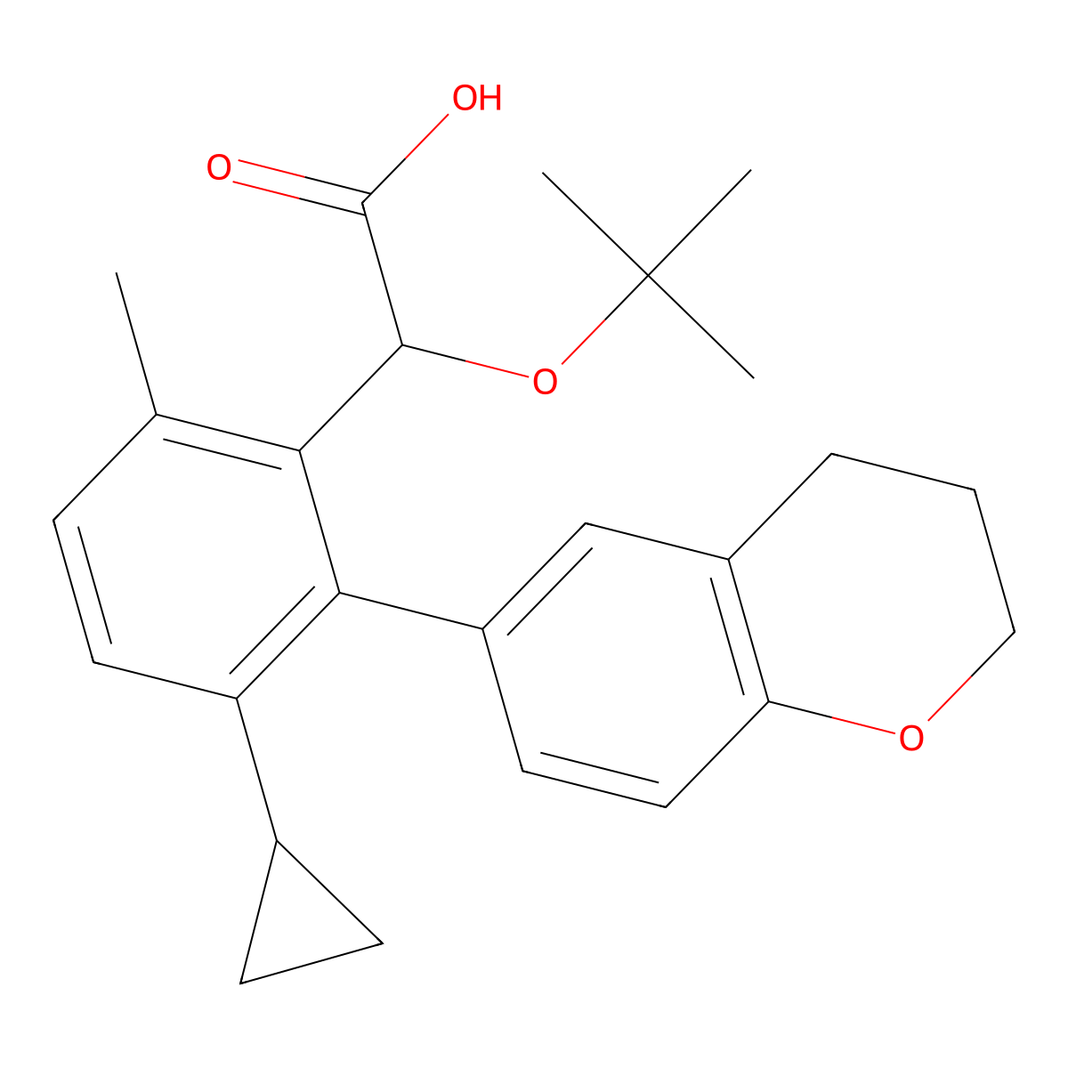 (2S)-2-[3-cyclopropyl-2-(3,4-dihydro-2H-chromen-6-yl)-6-methyl-phenyl]-2-[(2-methylpropan-2-yl)oxy]ethanoic acid molecular structure, CAS 1643876-33-8