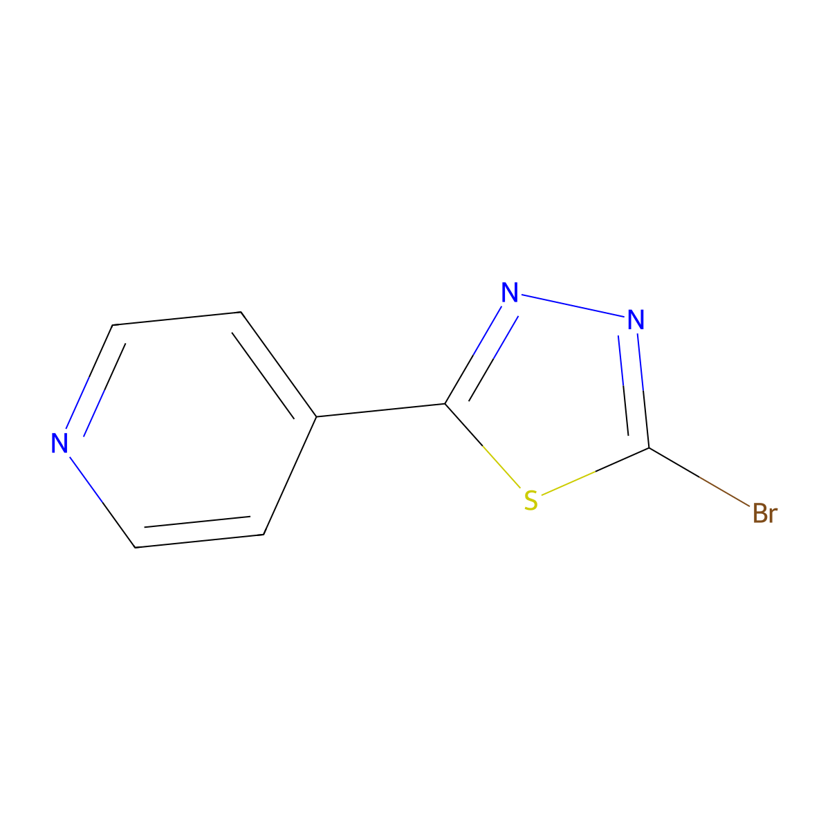 4-(5-Bromo-1,3,4-thiadiazol-2-yl)pyridine molecular structure, CAS 16439-93-3