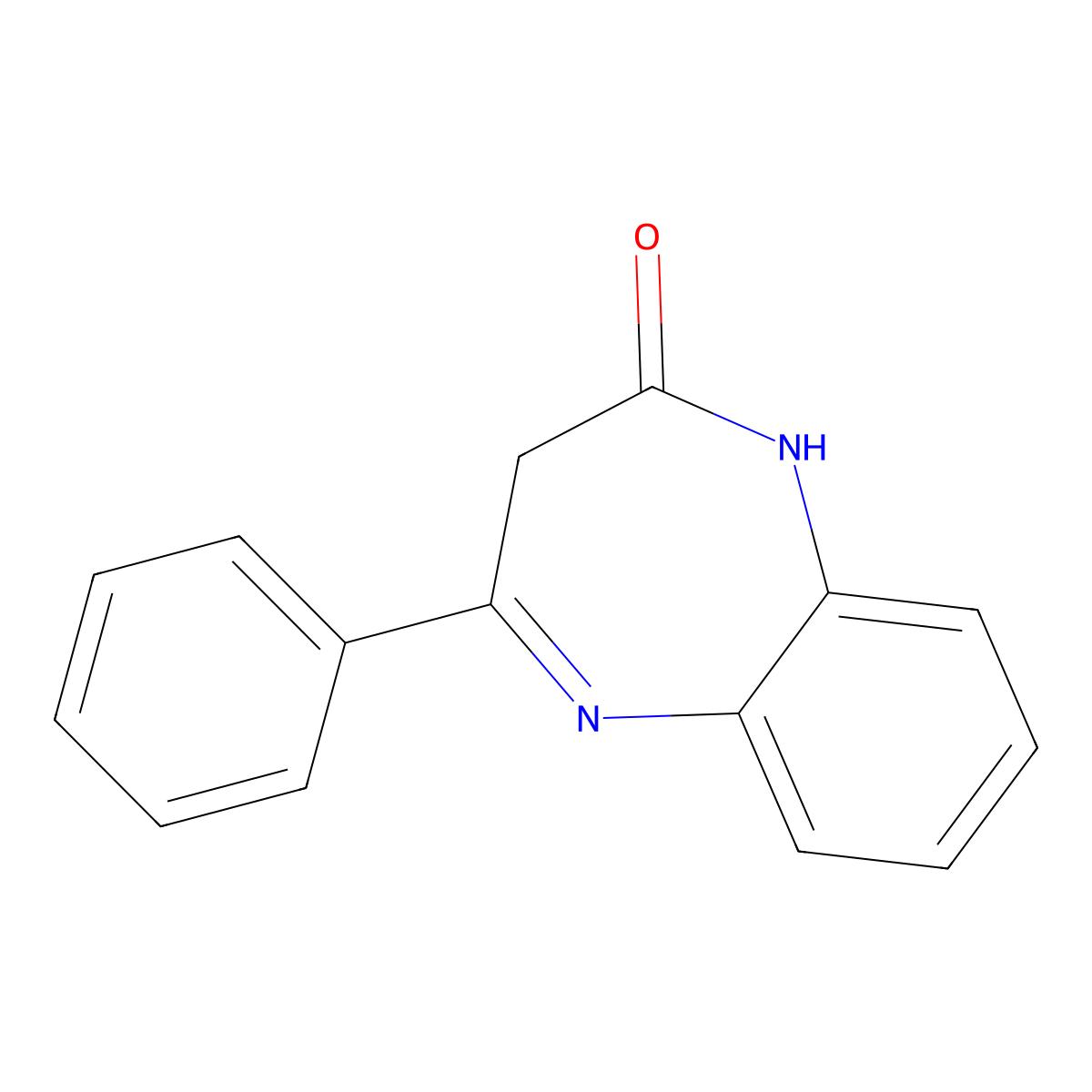 1,3-Dihydro-4-phenyl-2H-1,5-benzodiazepin-2-one molecular structure, CAS 16439-95-5