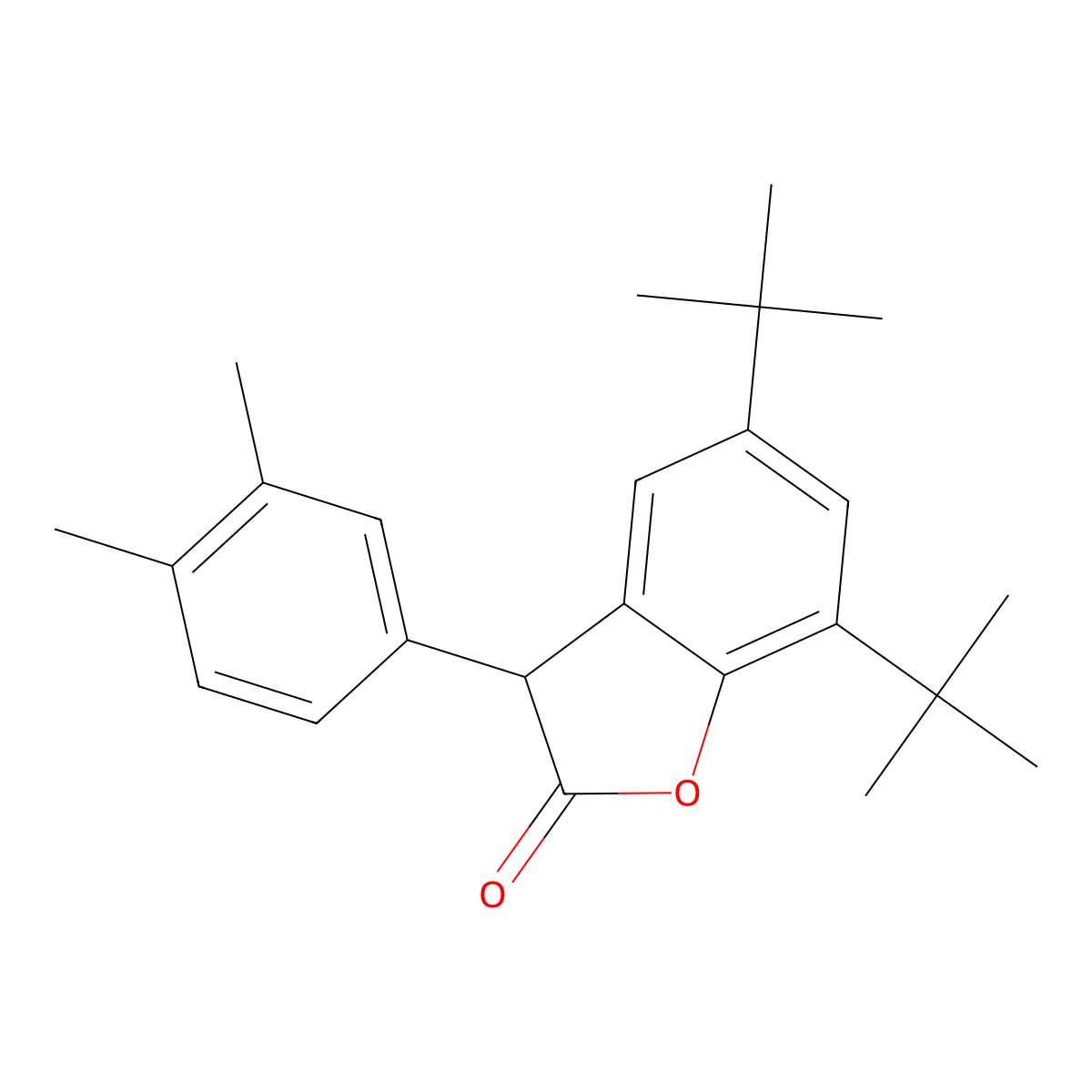 2(3H)-Benzofuranone, 5,7-bis(1,1-dimethylethyl)-3-(3,4-dimethylphenyl)- molecular structure, CAS 164391-52-0
