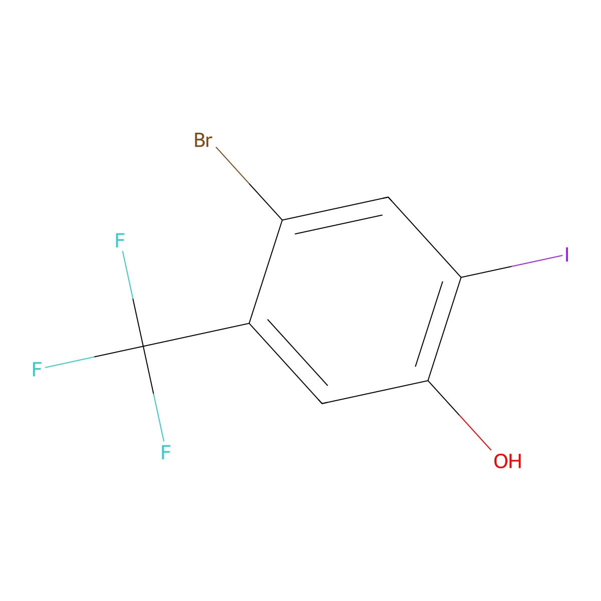 4-Bromo-2-iodo-5-trifluoromethyl-phenol molecular structure, CAS 1643916-11-3