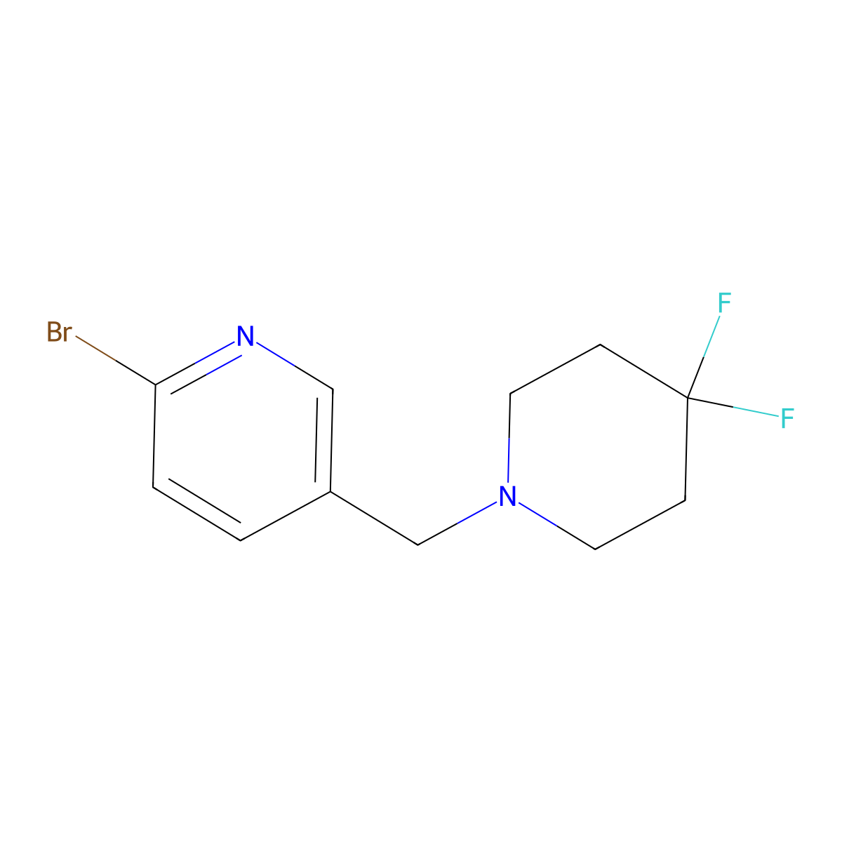 2-Bromo-5-[(4,4-difluoro-1-piperidyl)methyl]pyridine molecular structure, CAS 1643916-30-6