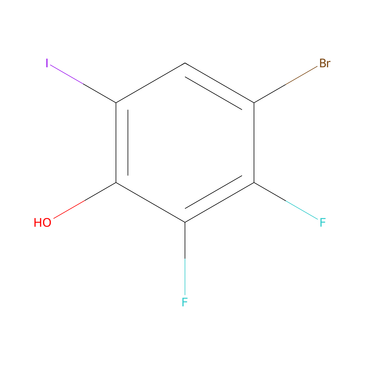 4-Bromo-2,3-difluoro-6-iodophenol molecular structure, CAS 1643916-44-2