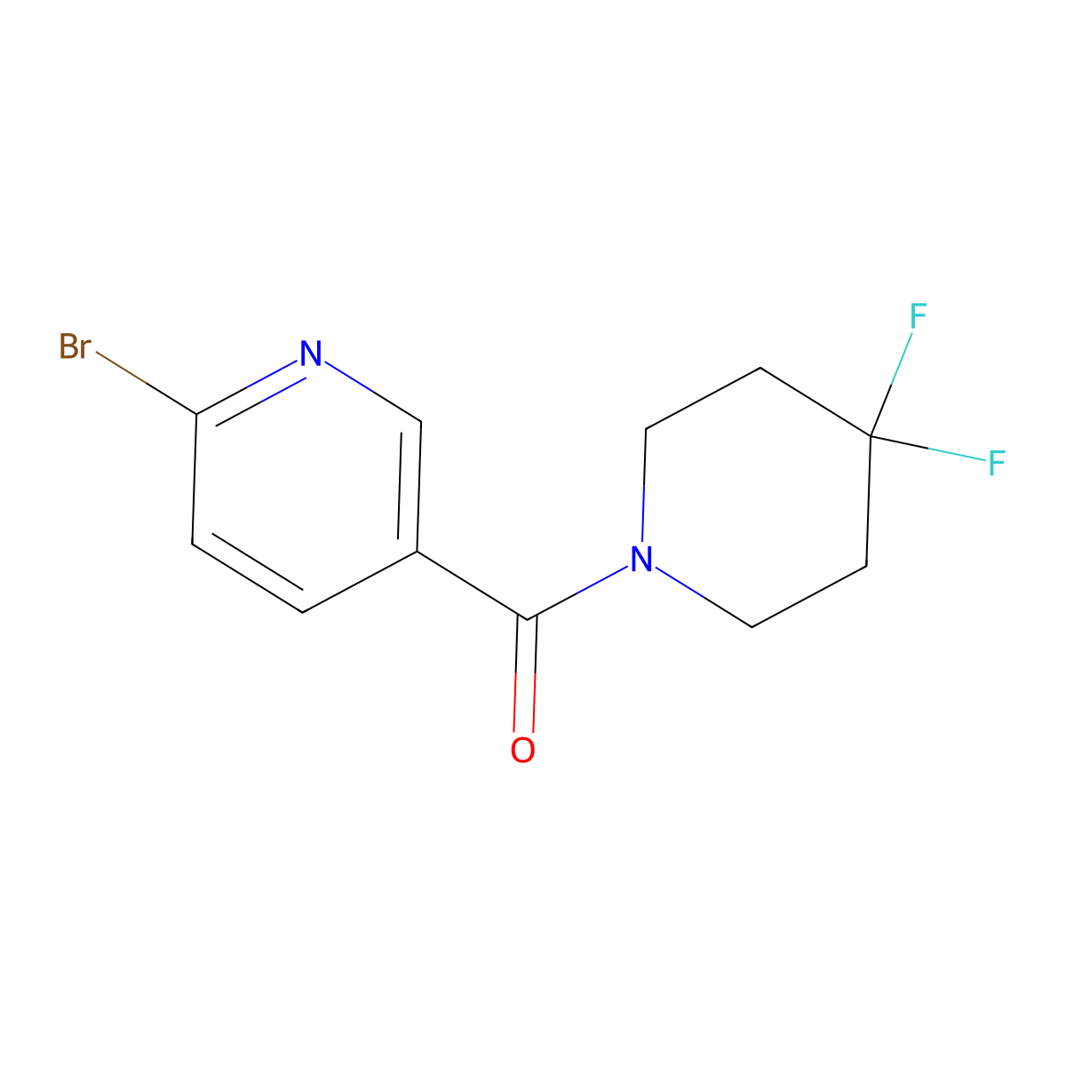 (6-Bromopyridin-3-yl)(4,4-difluoropiperidin-1-yl)methanone molecular structure, CAS 1643918-60-8