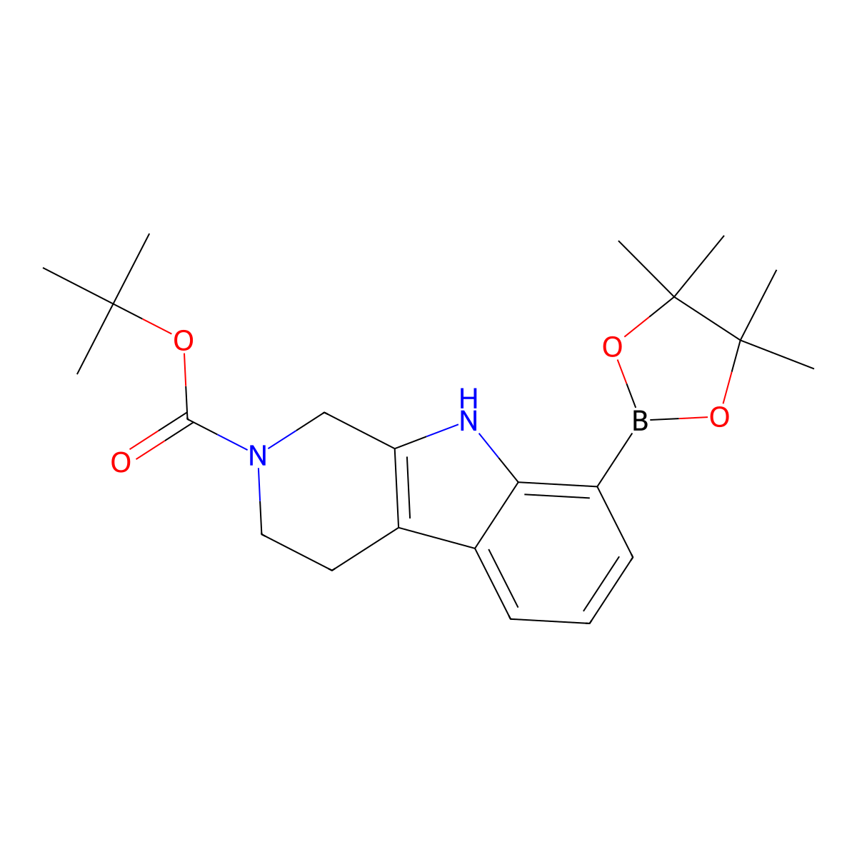 tert-Butyl 8-(4,4,5,5-tetramethyl-1,3,2-dioxaborolan-2-yl)-3,4-dihydro-1H-pyrido[3,4-b]indole-2(9H)-carboxylate molecular structure, CAS 1643923-16-3