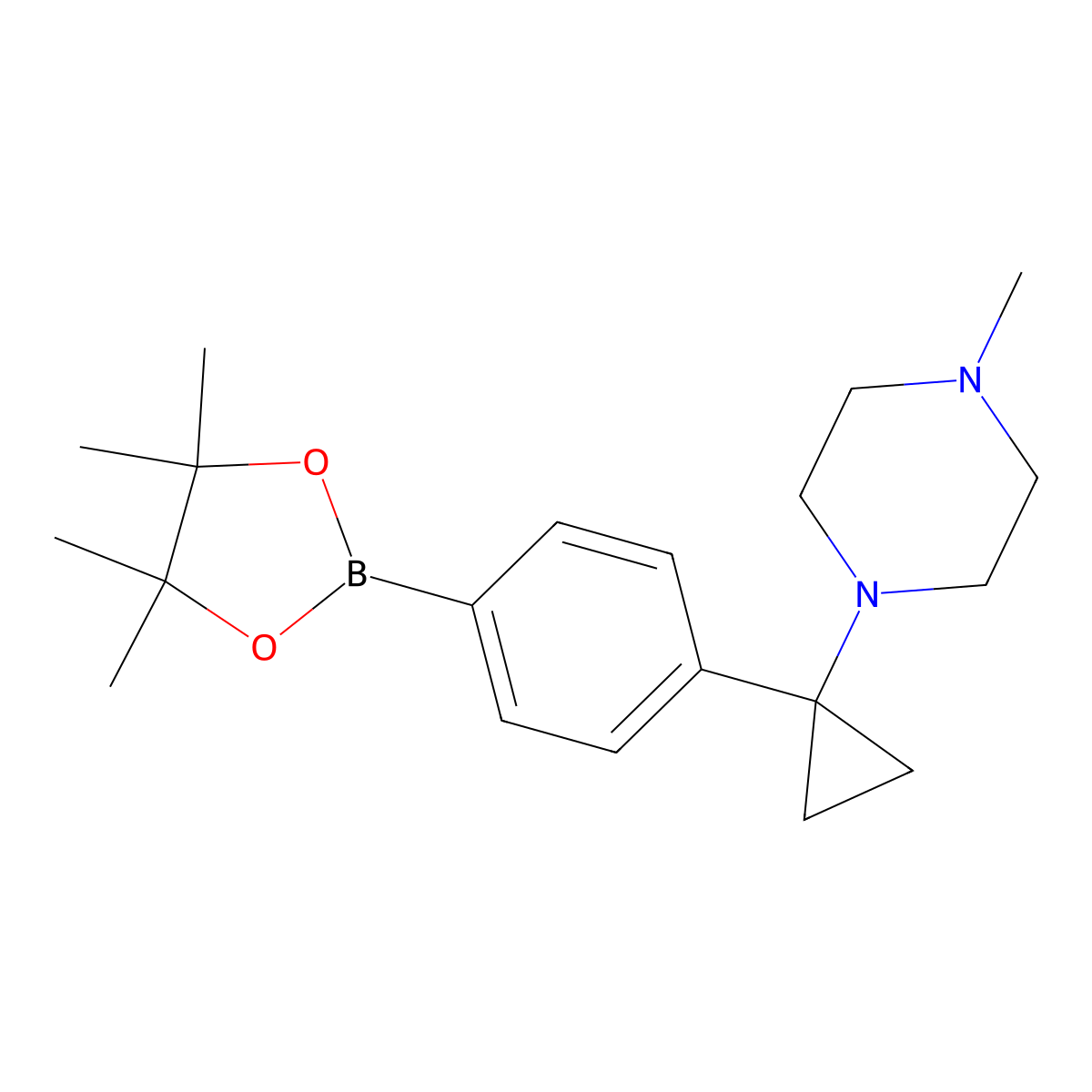 1-Methyl-4-{1-[4-(tetramethyl-1,3,2-dioxaborolan-2-yl)phenyl]cyclopropyl}piperazine molecular structure, CAS 1643923-77-6