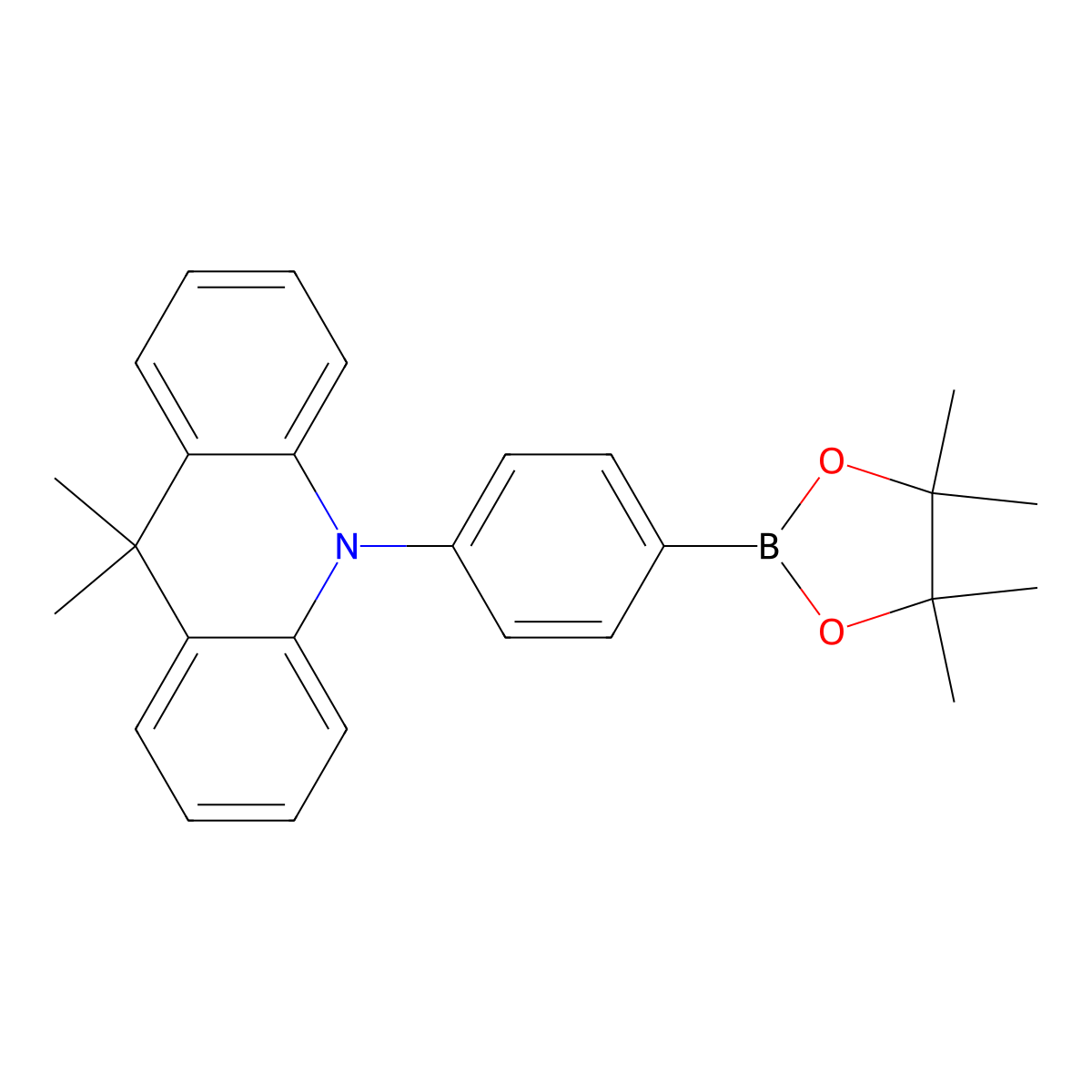 9,9-Dimethyl-10-(4-(4,4,5,5-tetramethyl-1,3,2-dioxaborolan-2-yl)phenyl)-9,10-dihydroacridine molecular structure, CAS 1643935-09-4
