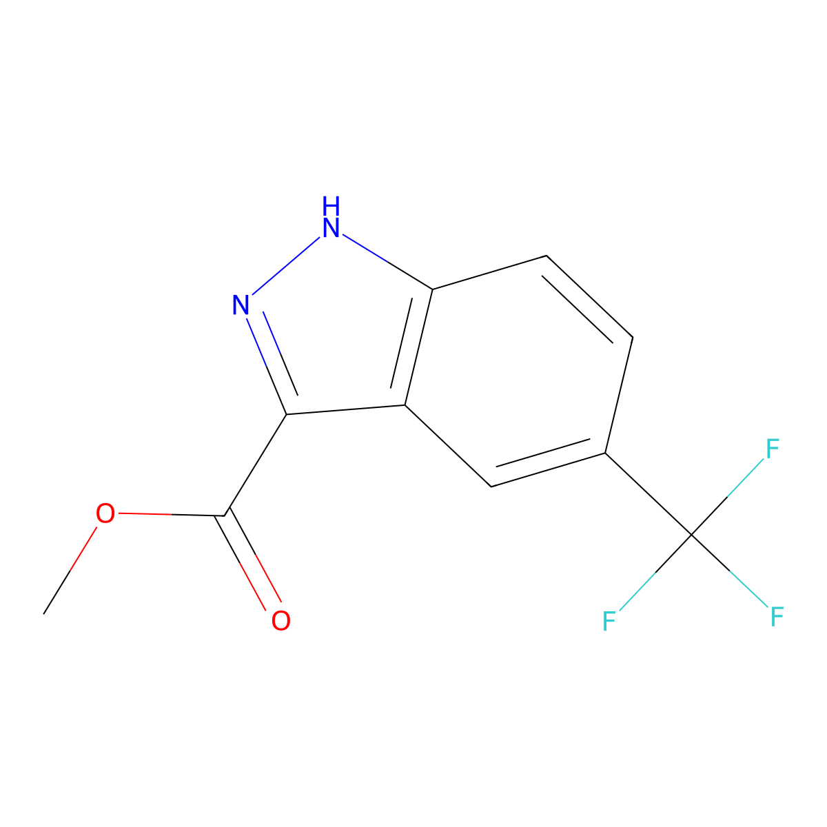 methyl 5-(trifluoromethyl)-1H-indazole-3-carboxylate molecular structure, CAS 1643938-28-6