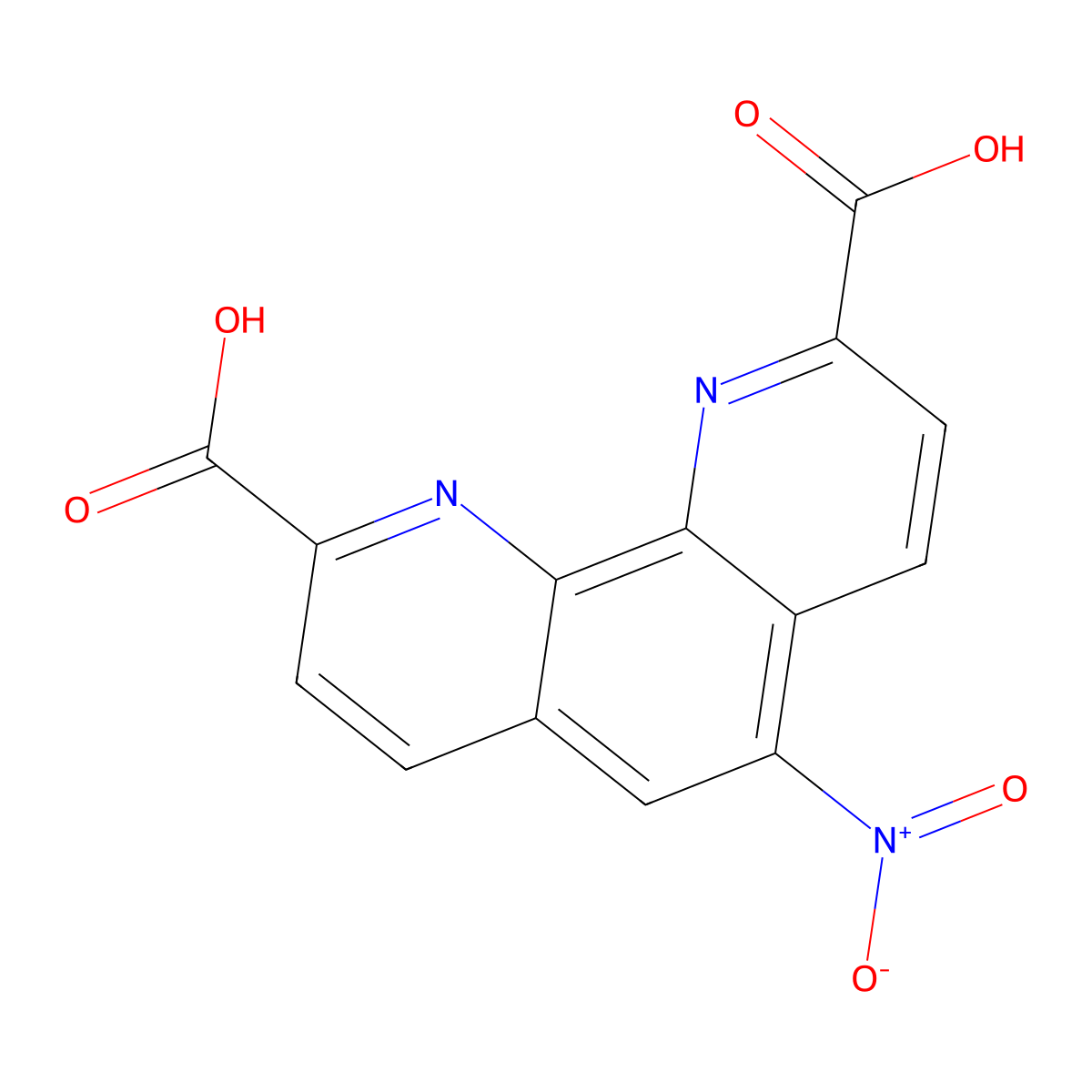 5-nitro-1,10-phenanthroline-2,9-dicarboxylic Acid molecular structure, CAS 164394-23-4