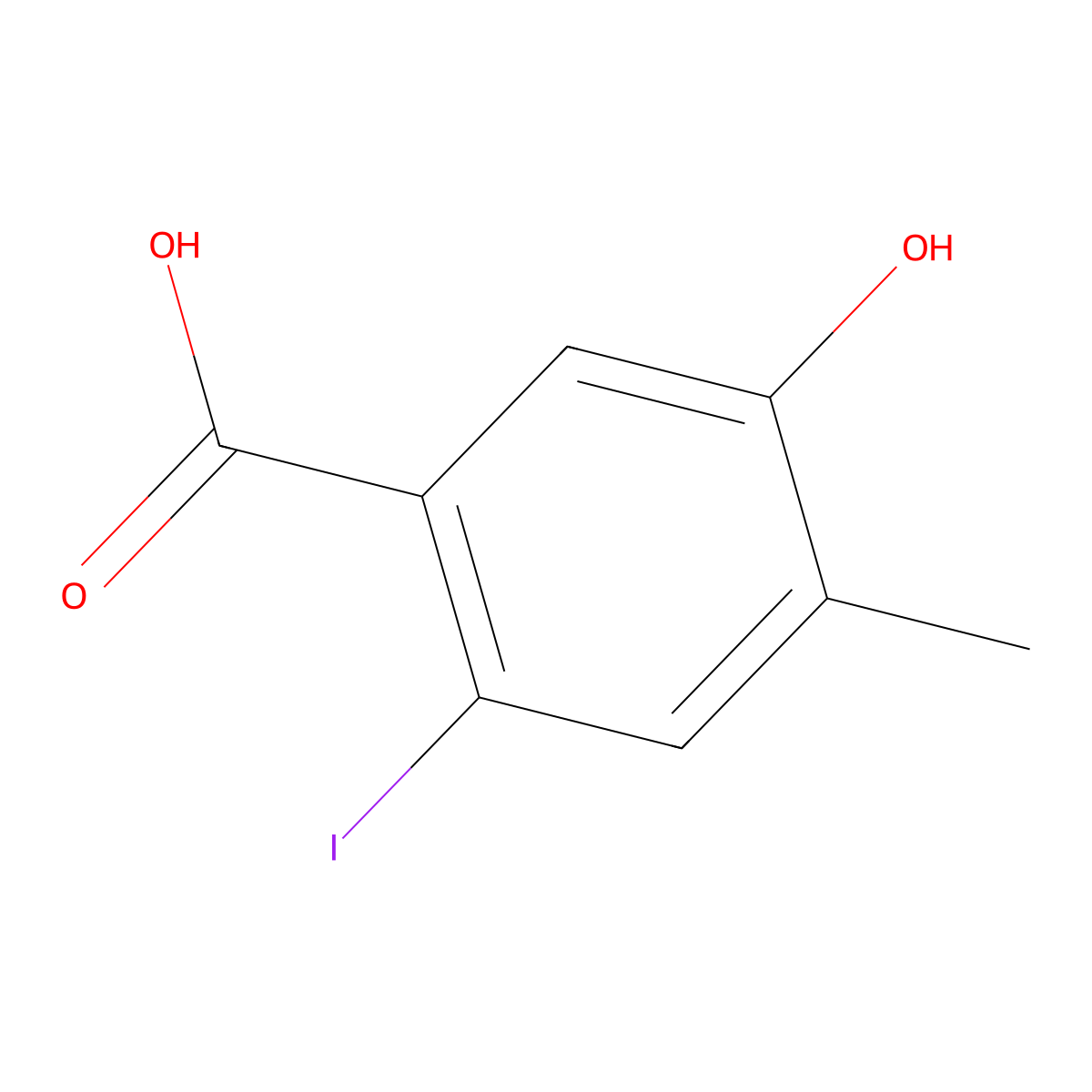 5-Hydroxy-2-iodo-4-methylbenzoic acid molecular structure, CAS 1643953-27-8