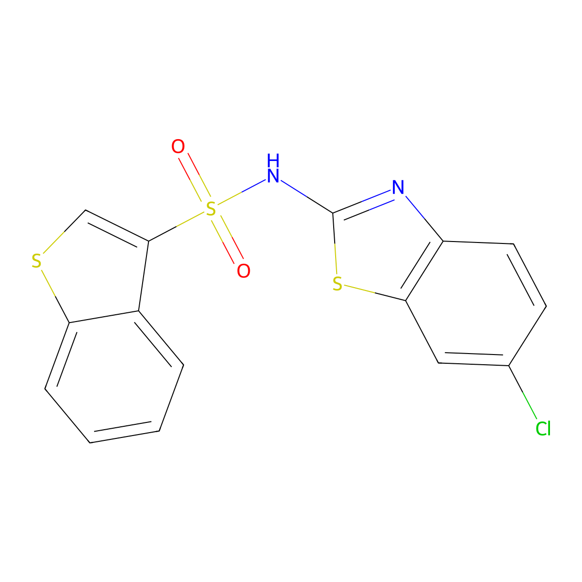 Benzo[b]thiophene-3-sulfonamide, N-(6-chloro-2-benzothiazolyl)- molecular structure, CAS 1643958-85-3