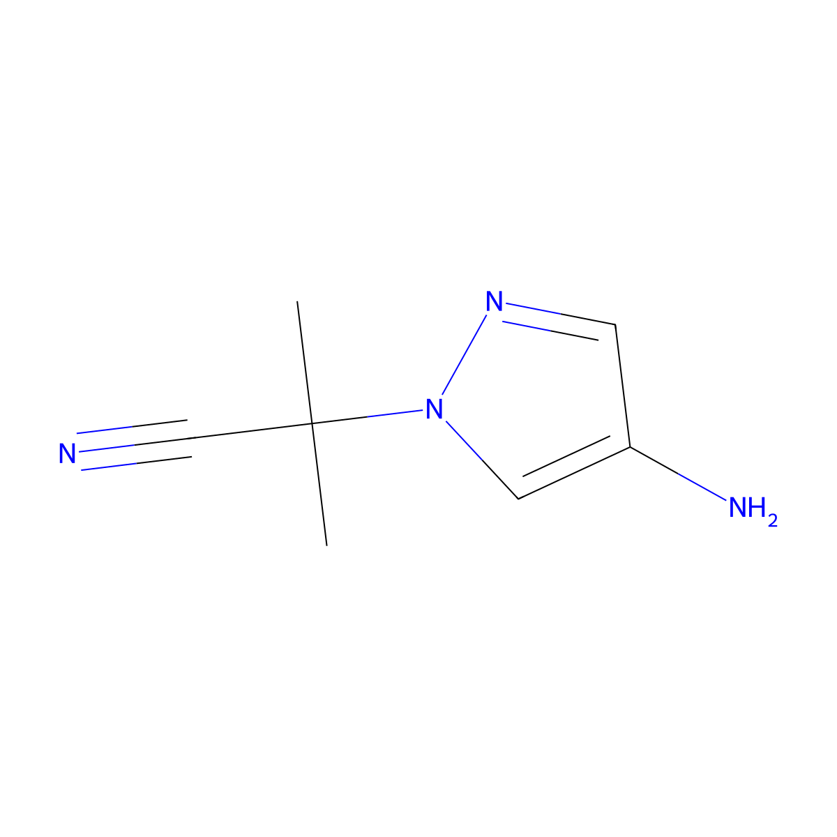 2-(4-Aminopyrazol-1-yl)-2-methyl-propanenitrile molecular structure, CAS 1643966-66-8