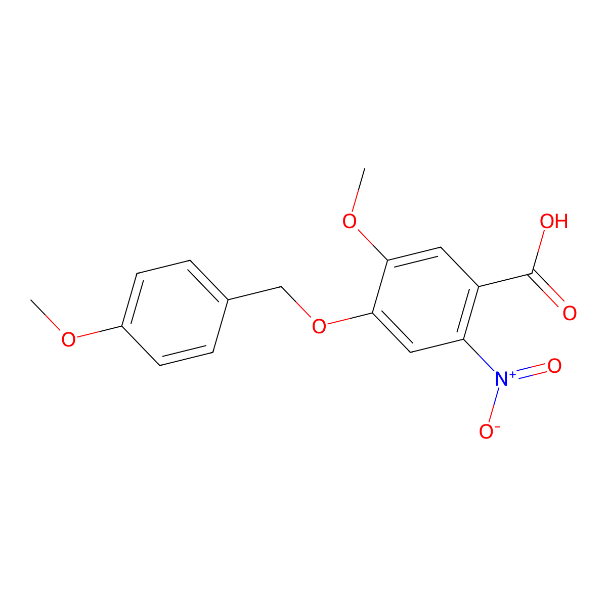 5-Methoxy-4-((4-methoxybenzyl)oxy)-2-nitrobenzoic acid molecular structure, CAS 1643979-88-7