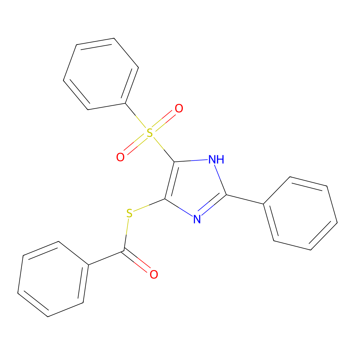 S-(2-phenyl-4-(phenylsulfonyl)-1H-imidazol-5-yl) benzothioate molecular structure, CAS 164398-62-3