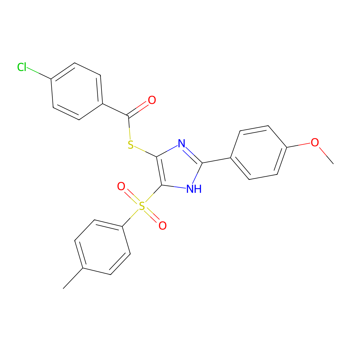 S-[2-(4-methoxyphenyl)-5-(4-methylphenyl)sulfonyl-1H-imidazol-4-yl] 4-chlorobenzenecarbothioate molecular structure, CAS 164398-64-5