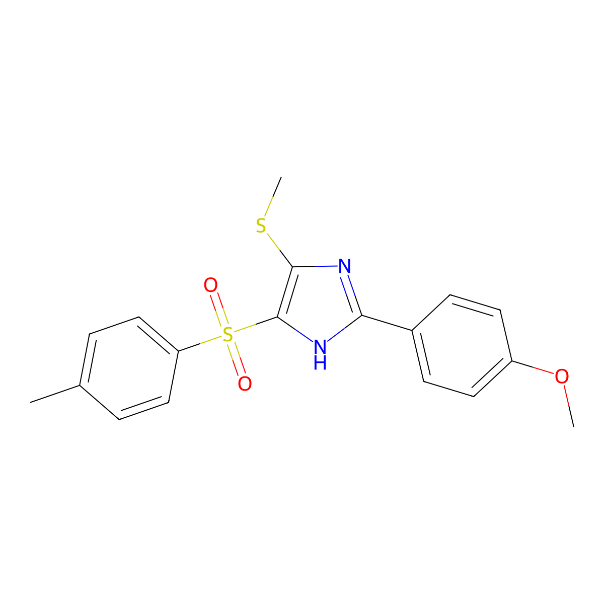 2-(4-methoxyphenyl)-5-(methylthio)-4-tosyl-1H-imidazole molecular structure, CAS 164398-67-8