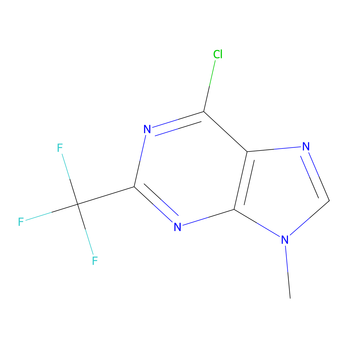 6-chloro-9-methyl-2-(trifluoromethyl)-9H-purine molecular structure, CAS 1644-76-4